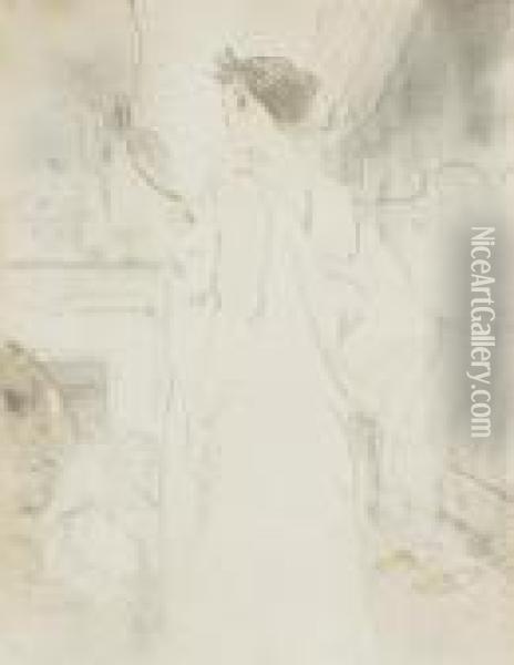 Femme A Glace, La Glace A Main Oil Painting - Henri De Toulouse-Lautrec