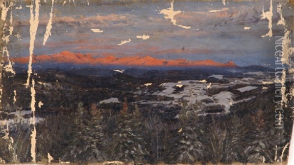 Sunset In The Adirondacks Oil Painting - Sebastian Cruset