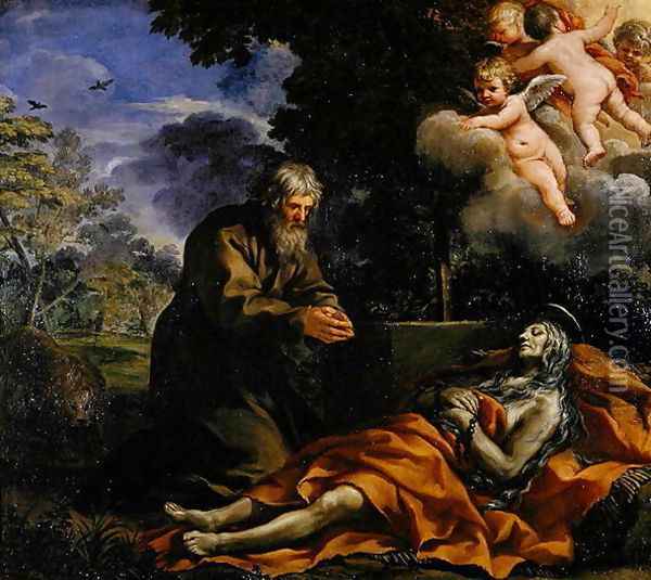 Death of Saint Mary of Egypt Oil Painting - Pietro Da Cortona (Barrettini)