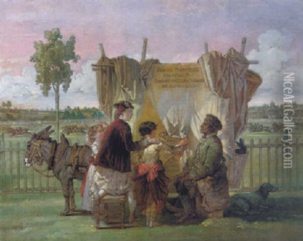 The Traveling Side Show En Route To Chantilly Oil Painting - Jacques-Joseph Lecurieux