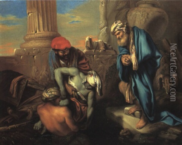 Tobit Burying The Dead In Defiance Of The Orders Of Sennacherib Oil Painting - Francesco Castiglione