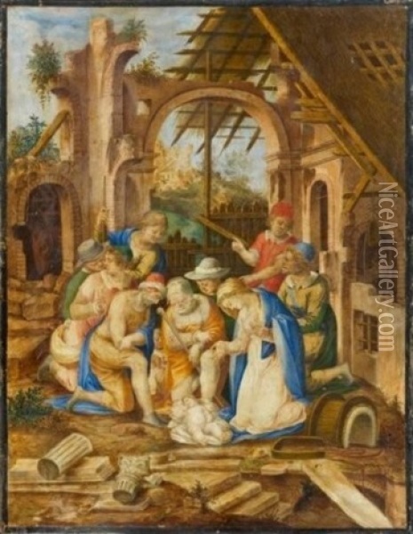 L'adoration Des Bergers Oil Painting - Giovanni Battista Castello
