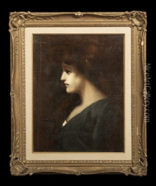 Profile Portrait Of An Auburn-haired Girl (study) Oil Painting - Jean Jacques Henner