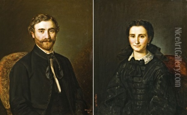 Hazaspar Portreja (pair) Oil Painting - Lajos Csillaghi