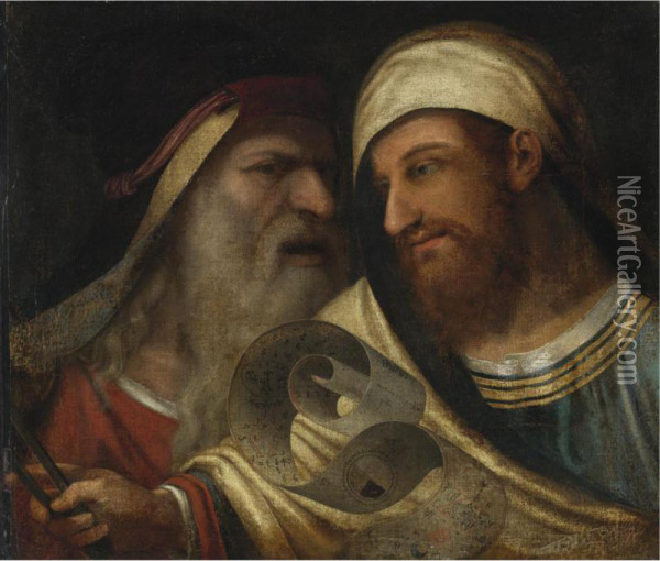 Two Philosophers Oil Painting - Giorgione
