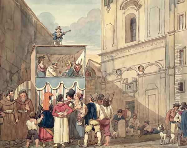 The Puppet Theatre Oil Painting - Achille Pinelli
