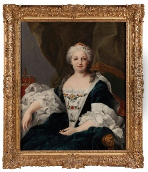 Portrait D'elisabeth Farnese, Reine D'espagne, Seconde Femme De Philippe V Oil Painting - Louis Michel van Loo
