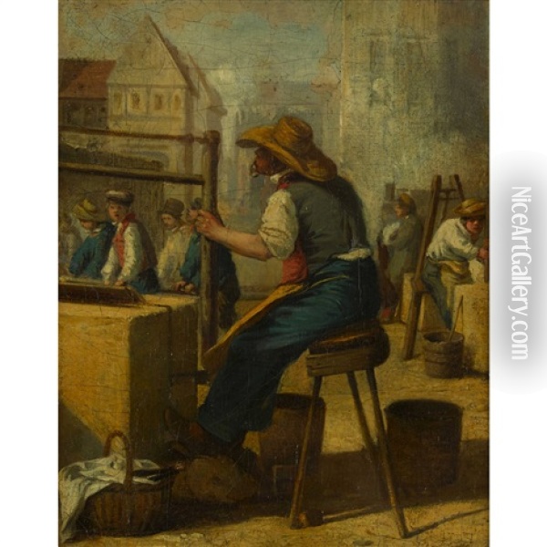 Scene De Marche Oil Painting - Honore Daumier