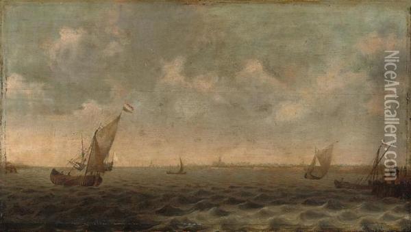 Dutch And Swedish Vessels Oil Painting - Regnier Remigius Zeeman /