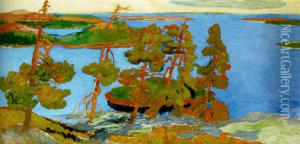 Solbelysta Tallar, Nordingra Oil Painting - Helmer Osslund