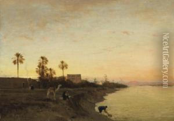 Scene Au Bord Du Nil Oil Painting - Victor Pierre Huguet