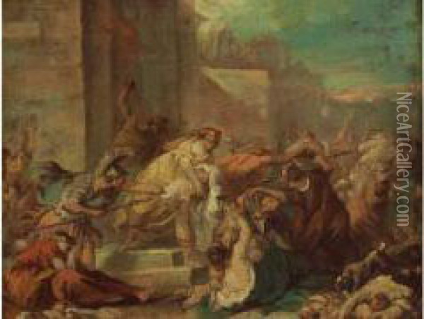Le Massacre Des Innocents Oil Painting - Jean-Baptiste-Marie Pierre