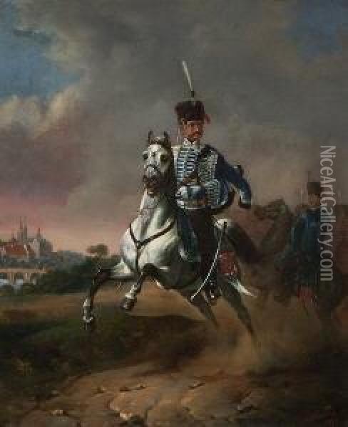 Preussischer Husar Zu
 Pferd Oil Painting - Carl Gustav Kluge