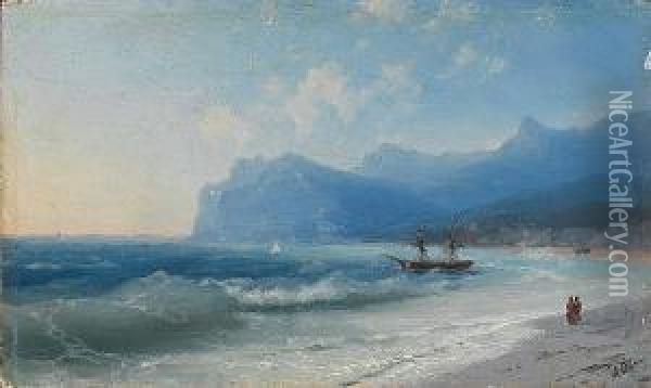 The Beach At Koktebel On A Windy Day Oil Painting - Ivan Konstantinovich Aivazovsky