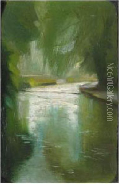 The River Bend Oil Painting - Edgar Herbert Thomas