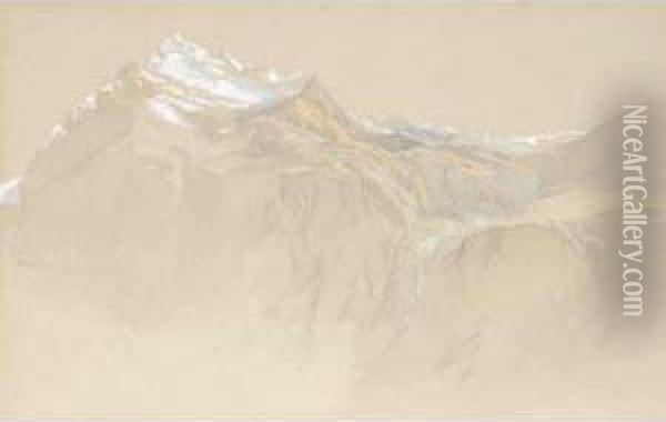 Snowy Mountain Pass Oil Painting - Paul Jacob Naftel