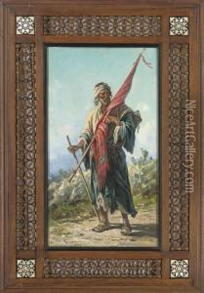 A Moorish Flag Bearer Oil Painting - Antonio, Cavaliero Scognamiglio