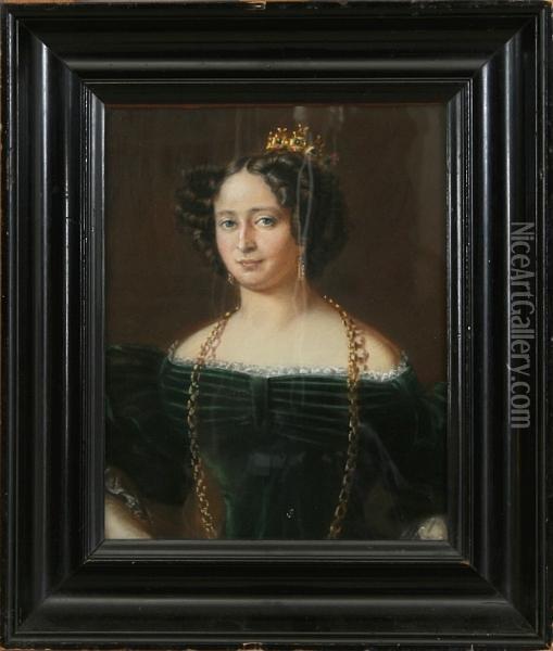 Portrait Of Dronning Caroline Amalie Oil Painting - Hans Christian Hansen