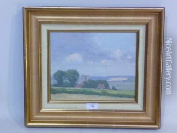 Village Derriere Les Arbres Oil Painting - Bernardus Johannes Blommers