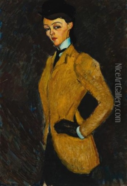 L'amazone Oil Painting - Amedeo Modigliani
