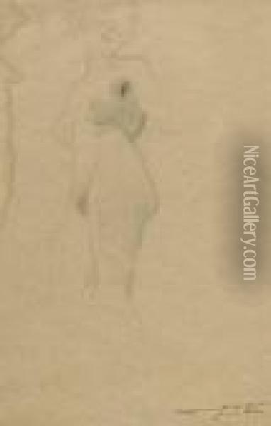 Weiblicher Akt Nach Links Oil Painting - Gustav Klimt