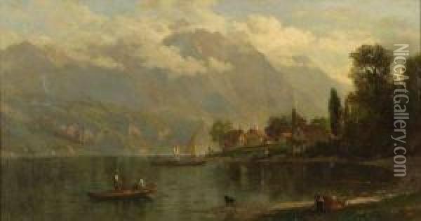 Afternoon By The Lake Oil Painting - Samuel Lancaster Gerry