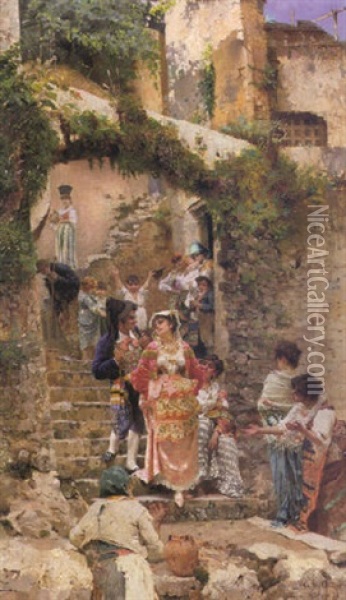 The Courtship Oil Painting - Giacomo Di Chirico