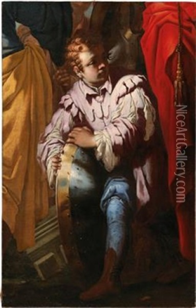 A Page Boy With An Escutcheon Oil Painting - Francesco Ruschi