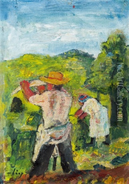 Landliches Paar Bei Der Heuernte Oil Painting - Wilhelm Thoeny