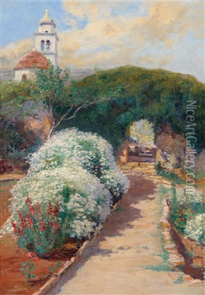 Fruhling In Novy Vinodolsky, Istrien Oil Painting - Menci Clemens Crncic
