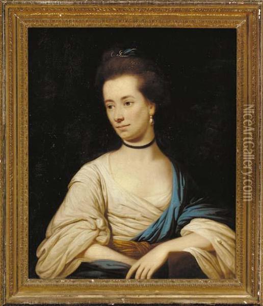 Portrait Of Sarah Gibbons Oil Painting - Josepf Wright Of Derby