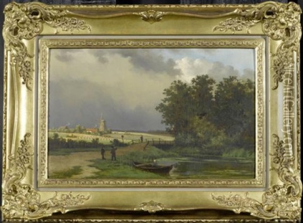 Niederlandische Landschaft Am Teich Oil Painting - George Laurens Kiers