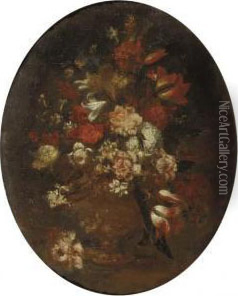 Mixed Flowers In A Vase Oil Painting - Andrea Scaccati