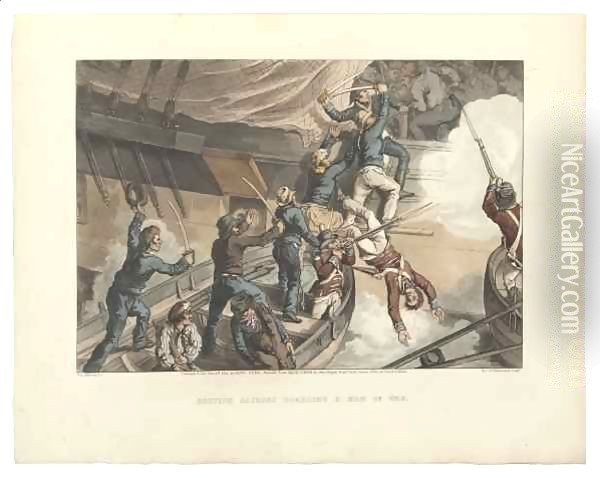 British Sailors Boarding a Man of War Oil Painting - John Augustus Atkinson