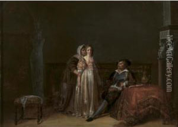The Procuress Oil Painting - Jean-Baptiste Mallet