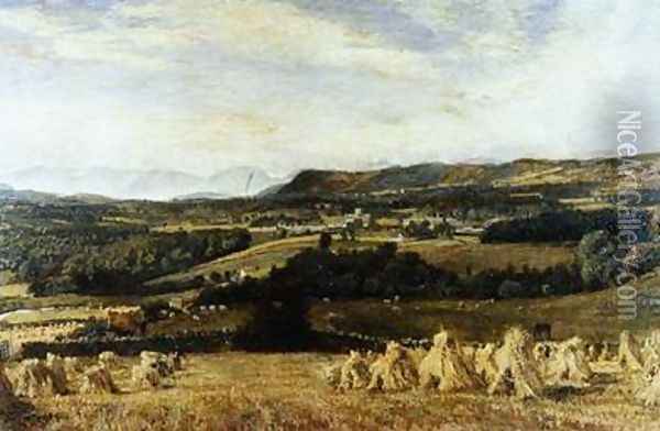 Cartmel Priory and Langdale Pikes Oil Painting - John William Buxton Knight