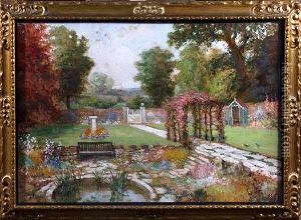 A Walled Garden In Summer Oil Painting - John Falconar Slater