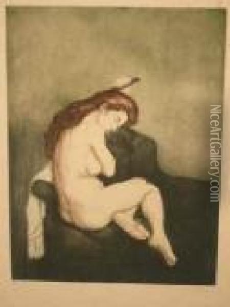 Femme Nue Se Coiffant Oil Painting - Charles Maurin