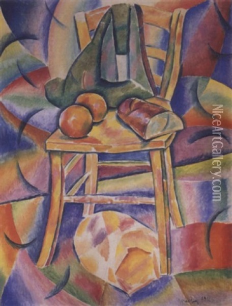 Still Life With Chair Oil Painting - Vladimir Davidovich Baranoff-Rossine