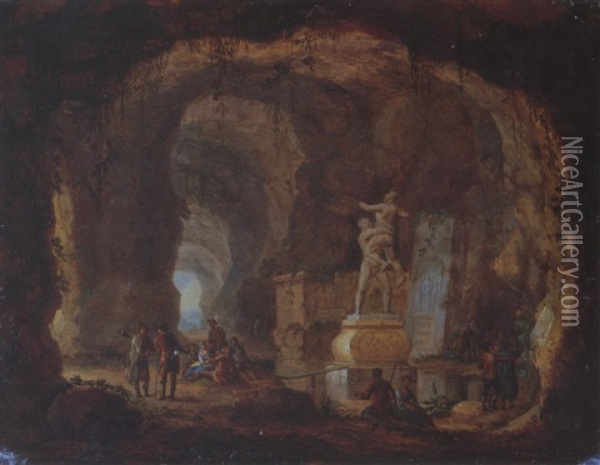 Antike Monumente In Einer Grotte Oil Painting - Georg Heinrick Hergenroder