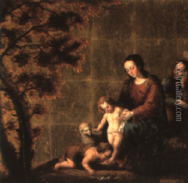 La Sagrada Familia Con San Juan Oil Painting - Juan De Sevilla Romero Y Escalante