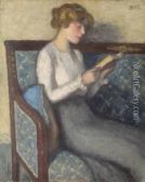 Liseuse Sur Un Canape Oil Painting - Georges dEspagnat