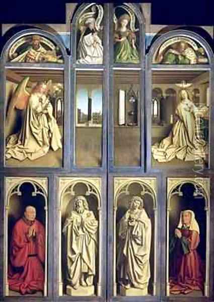 Exterior of Left and Right panels of The Ghent Altarpiece Oil Painting - Hubert & Jan van Eyck
