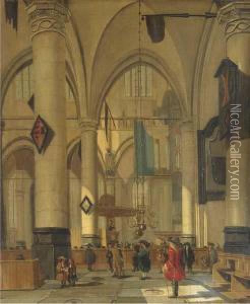 The Interior Of A Dutch Church Oil Painting - Hendrick Van Vliet