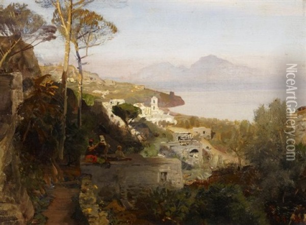 Blick Von Sorrent Auf Capri Oil Painting - Oswald Achenbach