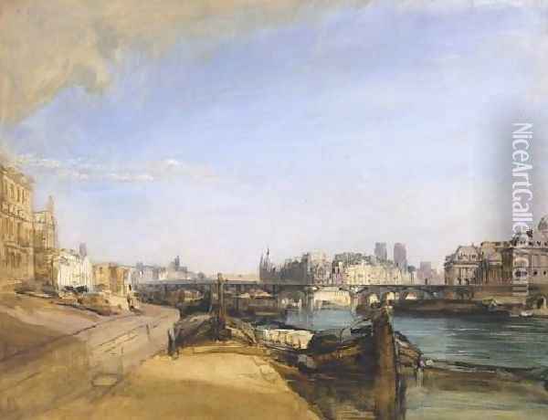 The Pont Des Arts Paris Oil Painting - Richard Parkes Bonington