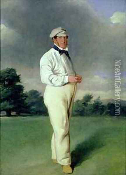 Alfred Mynn (1807-61) Cricketer Oil Painting - William Bromley III