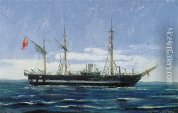 Skibsportraet Af Fregatten Jylland Oil Painting - Carl Ludvig Thilson Locher