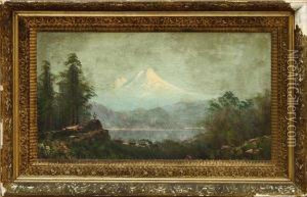 Figure In A Mountain Landscape Oil Painting - John Joseph Englehardt
