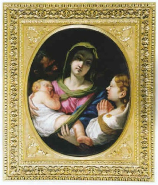 Die Heilige Familie Mit Einem Engel Oil Painting - Francesco (Imperiali) Ferdinandi